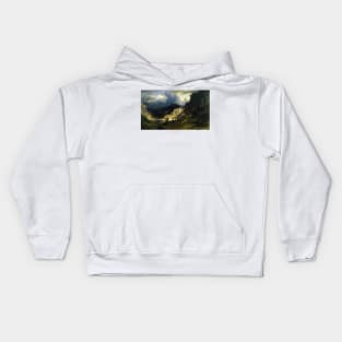 A Storm in the Rocky Mountains, Mt. Rosalie by Albert Bierstadt Kids Hoodie